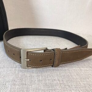 Martelli Mens Brown Suede Leather Belt Size 30 Silver Buckle Made in Mexico‎